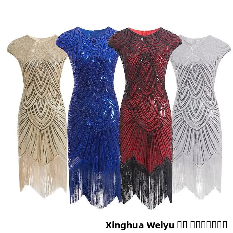 New Arrival Quali Tassel Weave Sequin Dr 920S Retro Film Gown Bright  Women's Traditional Costume Stage Costume