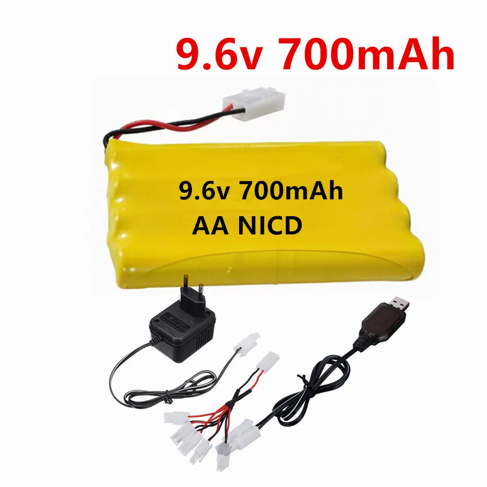 (H Model ) Ni-CD 9.6v 700mah Battery or USB Charger For Rc Toys Car Tank Train Robot Boat Gun AA 9.6v Rechargeable Battery Pack