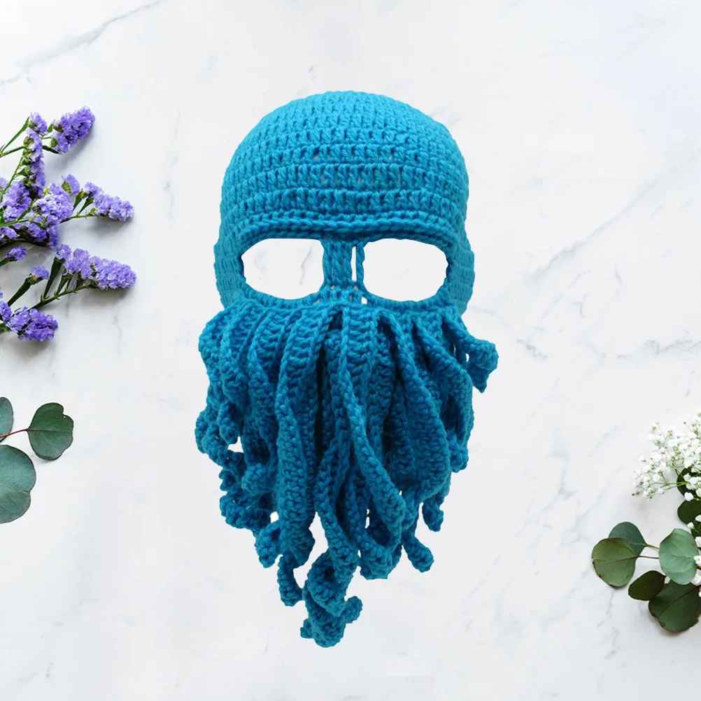 

Небесная шерстяная шапка вязаная толстая вязаная крючком шапка ручной работы теплая зимняя уличная забавная уличная стильная шапка