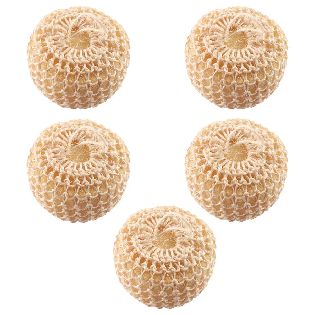 5Pcs Sisal Shower Ball Exfoliating Bath Wipe Soft Yet Effective Body Scrubber for Smooth Tender Skin Deep Clean Bathing Tool