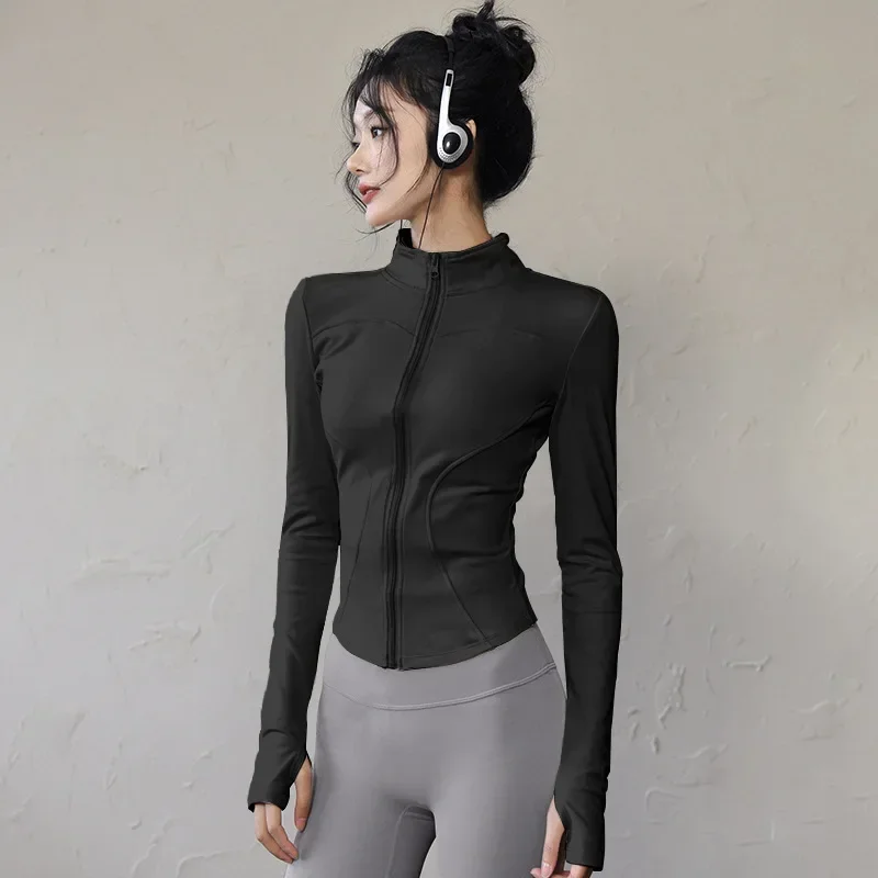 Mulheres roupas de fitness zip manga longa jaqueta esportiva com bolsos camisa yoga secagem rápida ginásio superior protetor solar roupas esportivas correndo casacos