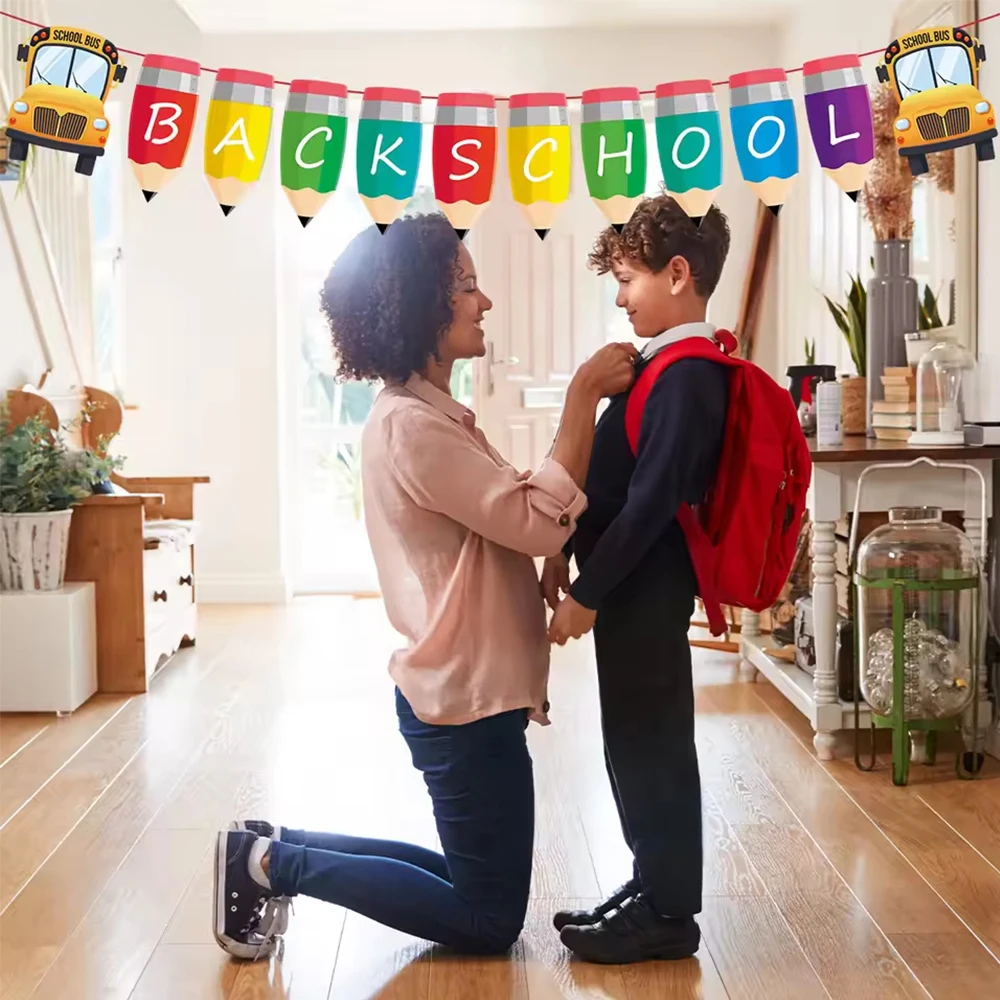 Willkommen Backe Bleistift-Buchstabenbanner für die Öffnungssaison, Klassenzimmer-Dekoration, Dekoration für den Schulanfang