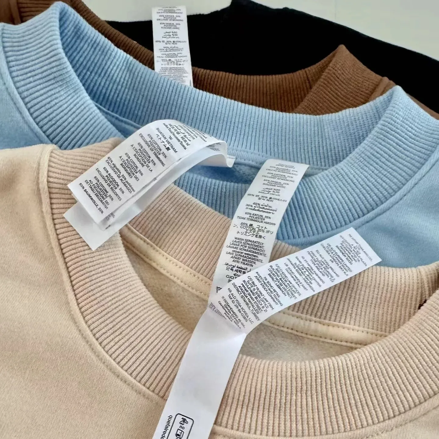 بلوفر يوجا للجنسين من القطن برقبة دائرية، قميص رياضي مريح بقصة ضيقة، فضفاض برقبة دائرية، لون سادة وأكمام طويلة #3