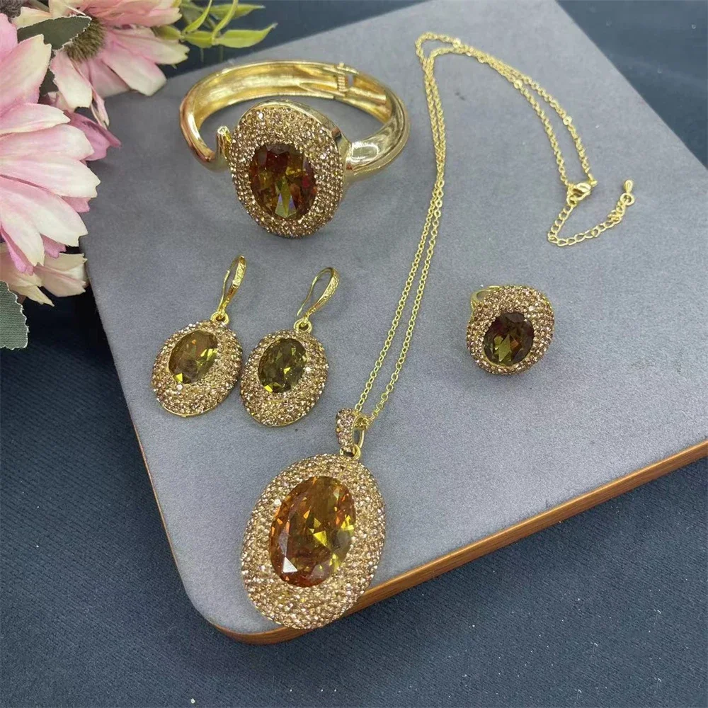 4-in-1 heißer Zultanit, farbveränderter Quarz-Schmuck, Armreif-Halsketten-Sets, Diaspore-Kristall, Sudan-Stein für Frauen, türkisches Party-Geschenk
