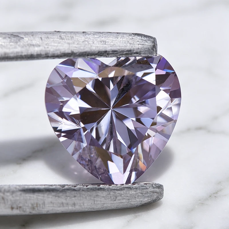 Moissanit-Stein Hellvioletter Herzschliff-Edelstein für Ring-, Halsketten- und Ohrringherstellung, Besteht Diamanttester mit Zertifikat – Detail 5