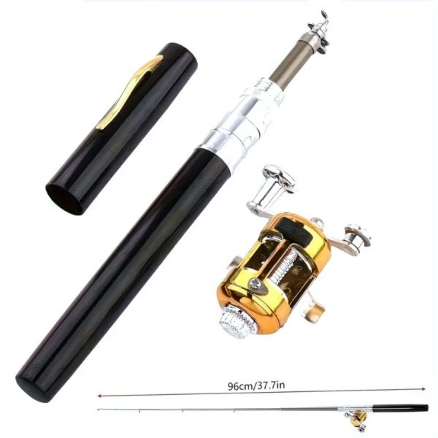 1Pcs Tragbare Stift Super Mini Angelrute Versenkbare Mini Eis Tasche Floß Stange Tragbare Geschenk.