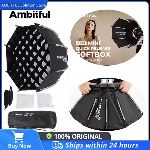 AMBITFUL PS45 SE 45cm mini Quickly Release Bowens Mount Octagon Softbox + Honeycomb Grid Outdoor SoftBox for SL60II LED Flash