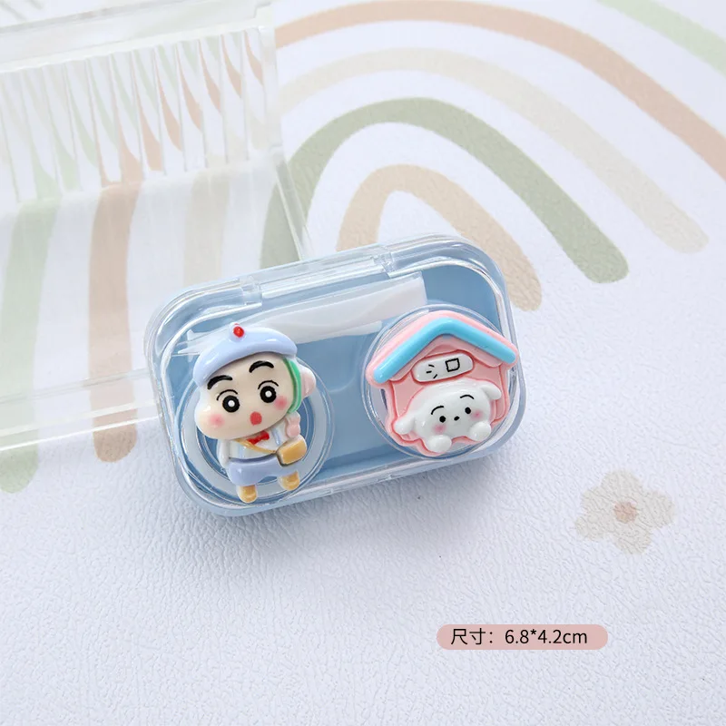 Crayon Shin-chan Contact Lens Case Eyes Contacts Care Container Box Mini Portable Cartoon Travel Holder Soaking Storage Box Gift