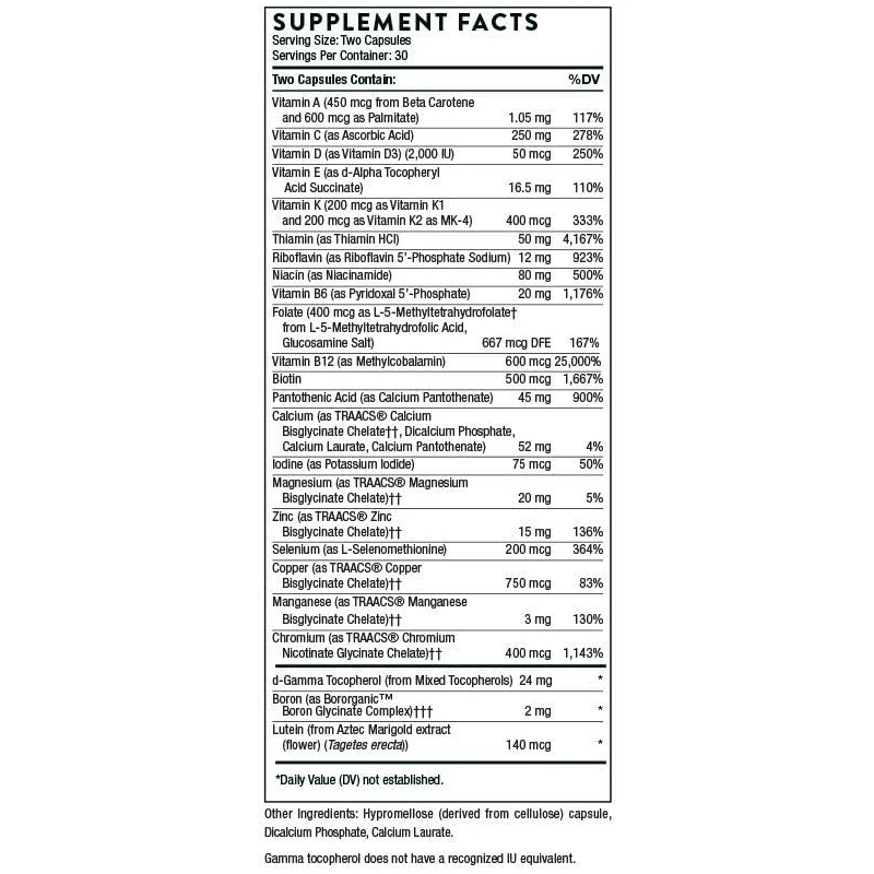 Basic nutrents 2/día-multivitaminas diarias integrales con biodisponibilidad óptima-sin necesidad de cloro, productos lácteos, soja