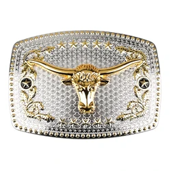 Gold Cow Double Color Belt Buckle Alloy 4.0cm Cowboy