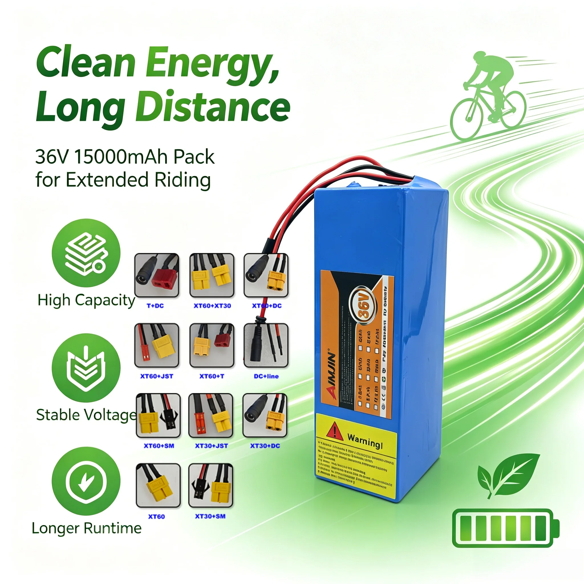 New 36V 15000mAh 21700 Lithium Battery 10S3P Built-in BMS 150W-750W 42V E-Two Wheelers Motorcycle Scooter.