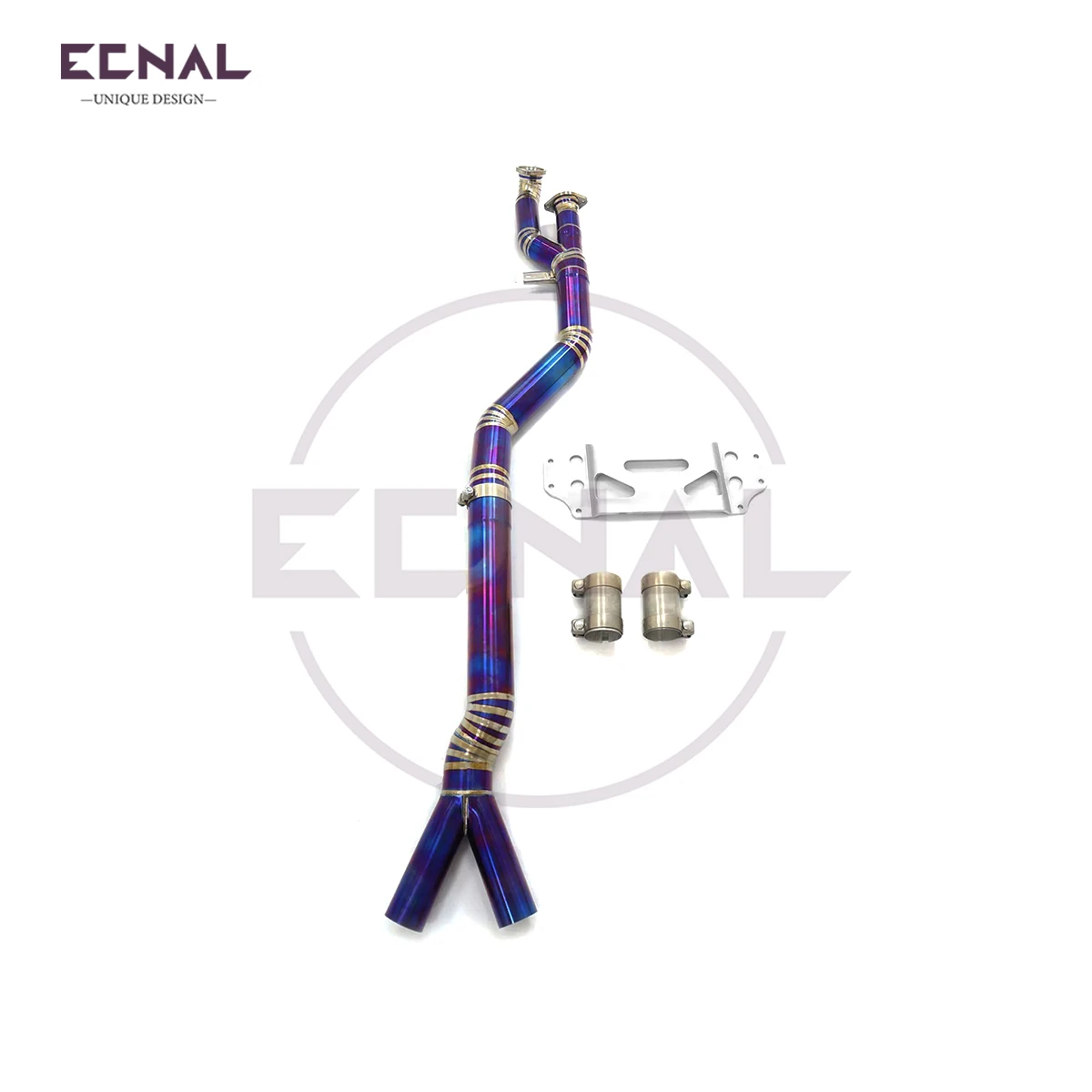 Ecnal Exhaust System for BMW S58 G80 M3 G82 M4 3.0T TC4 Titanium Alloy Single Mid Pipe 89mm/3.5inches Middlepipe with Brace