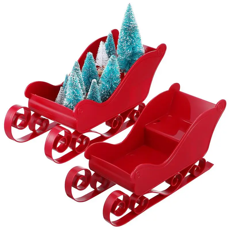 

2Pcs Christmas Sleigh Decoration Santa Claus Mini Sled Xmas Tree Hanging Decorative Prop Party Centerpiece Table for Holiday