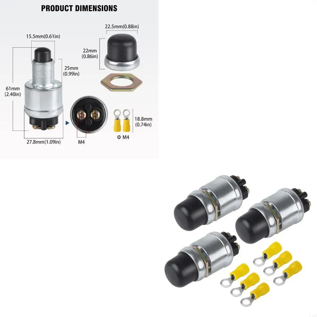 F1CF Heavy Duty 12V/24V 50A Waterproof Engine Start Switches strong  Metal Starter Button for Automotive Marine Applications