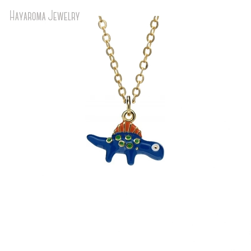 

2Pcs Gold Color Animal Dinosaur Chain Copper Wholesale Metal Enamel Jewelry Necklace NM51657