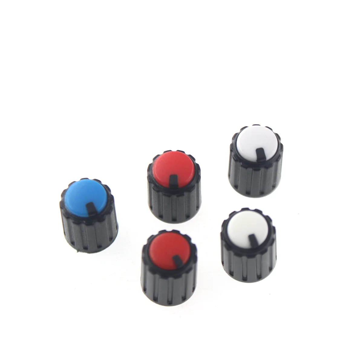 Perilla de doble color de 20 piezas, potenciómetro de medio eje de 6mm con ajuste de volumen pequeño, amplificador de potencia de sonido, 10x12mm