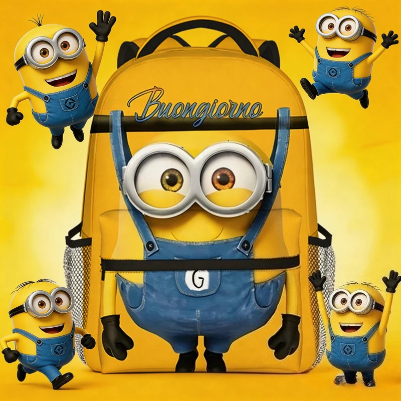 

New Hot Anime Minions Cartoon Backpack Minion Large School Bag High-Capacity Backpack for Students Fashion Birthday Gift
