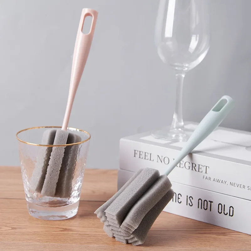 Brosse Éponge Douce à Long Manche pour BiSantos, Lavage de Tasse en Verre, Outil de Cuisine, Livres