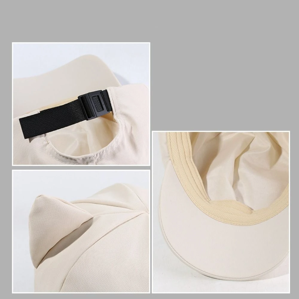 

Cute Korean Y2k Cat Ear Hat Solid Color Sunscreen Women's Baseball Hat Outdoor Casual Peaked Cap Girl