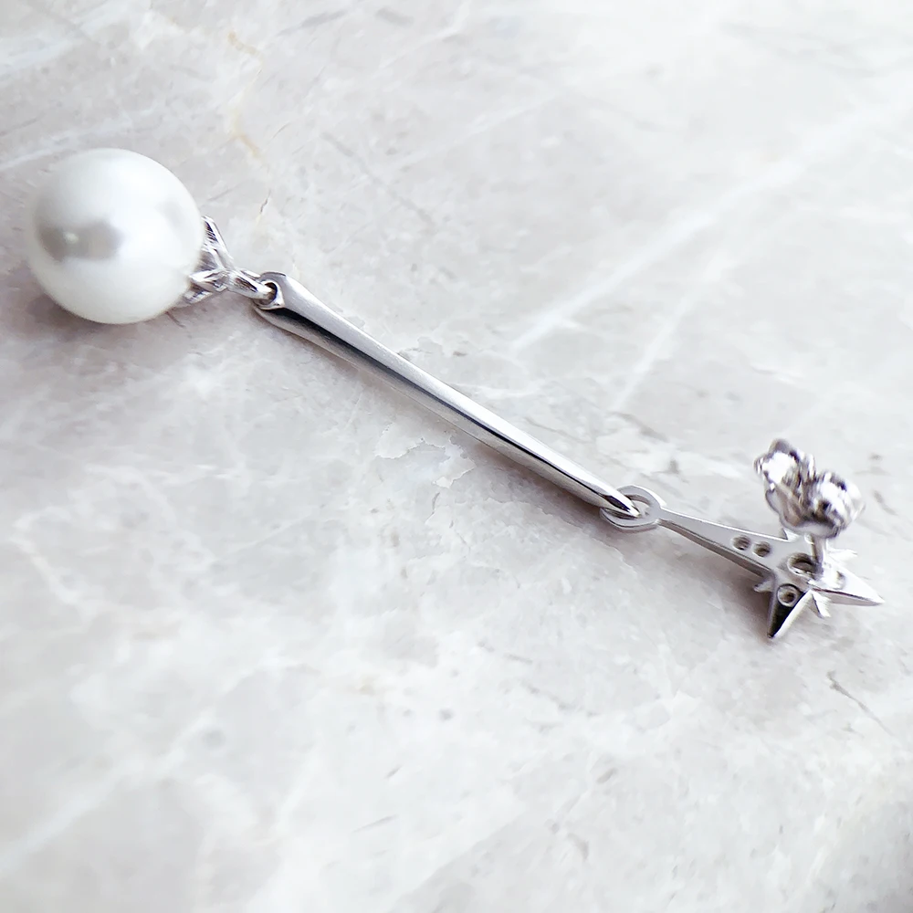 Ohrringe Süßwasserperle Stern Neu Vintage 925er Sterlingsilber Geschenk für Frauen Hochwertiger edler Schmuck – Detail 5