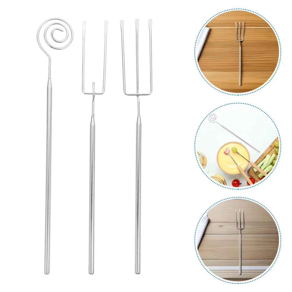 

6pcs Stainless Steel Fondue Forks Set Heat Resistant Cheese Chocolate Dipping Tools Long Handle Bbq Hot Pot Utensils