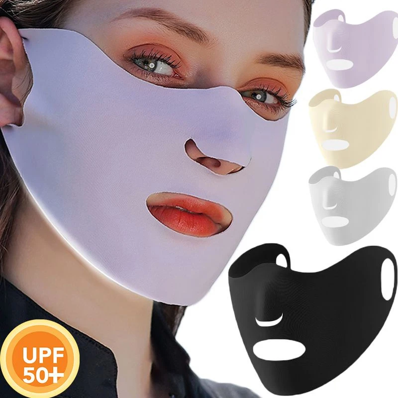 

Ice Silk Sunscreen Mask Female Breathable Thin Section Hanging Ear Type Sports Sunshade