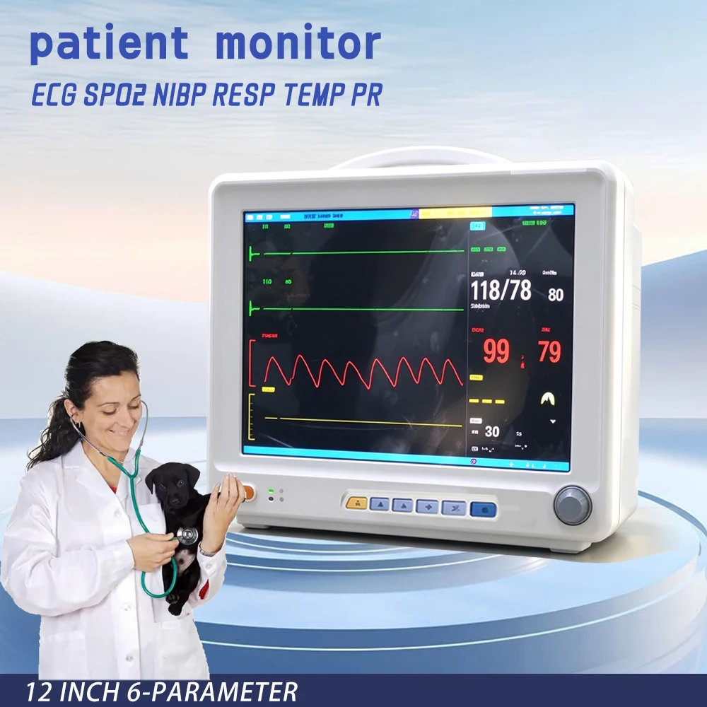 Sign Scanner PET animal  patient monitor 12inch , 6 Core Tracking Indexes, Clear Wave Output, Long Standby Lithium Battery