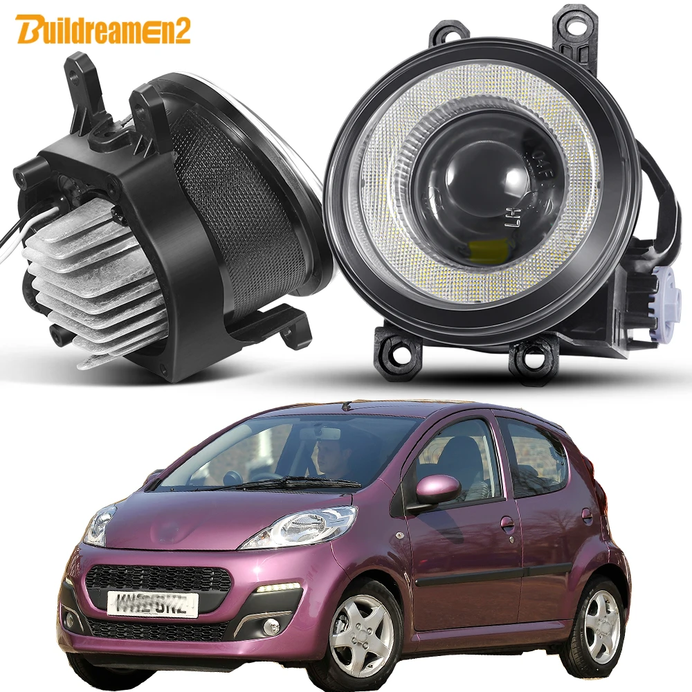 2 X Car Fog Light Assembly 40W LED Lens Angel Eye DRL Daytime Running Lamp H11 For Peugeot 107 (PM_, PN_) Hatchback 2005-2014