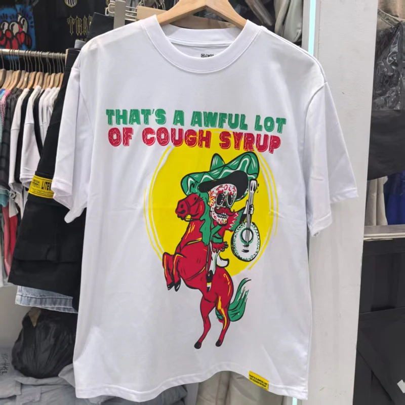 That's A Awful Lot of Cough Syrup Skeleton Knight Print T Shirt Men Women High Quality Loose Streetwear T-shirt QR Code Tag view 3