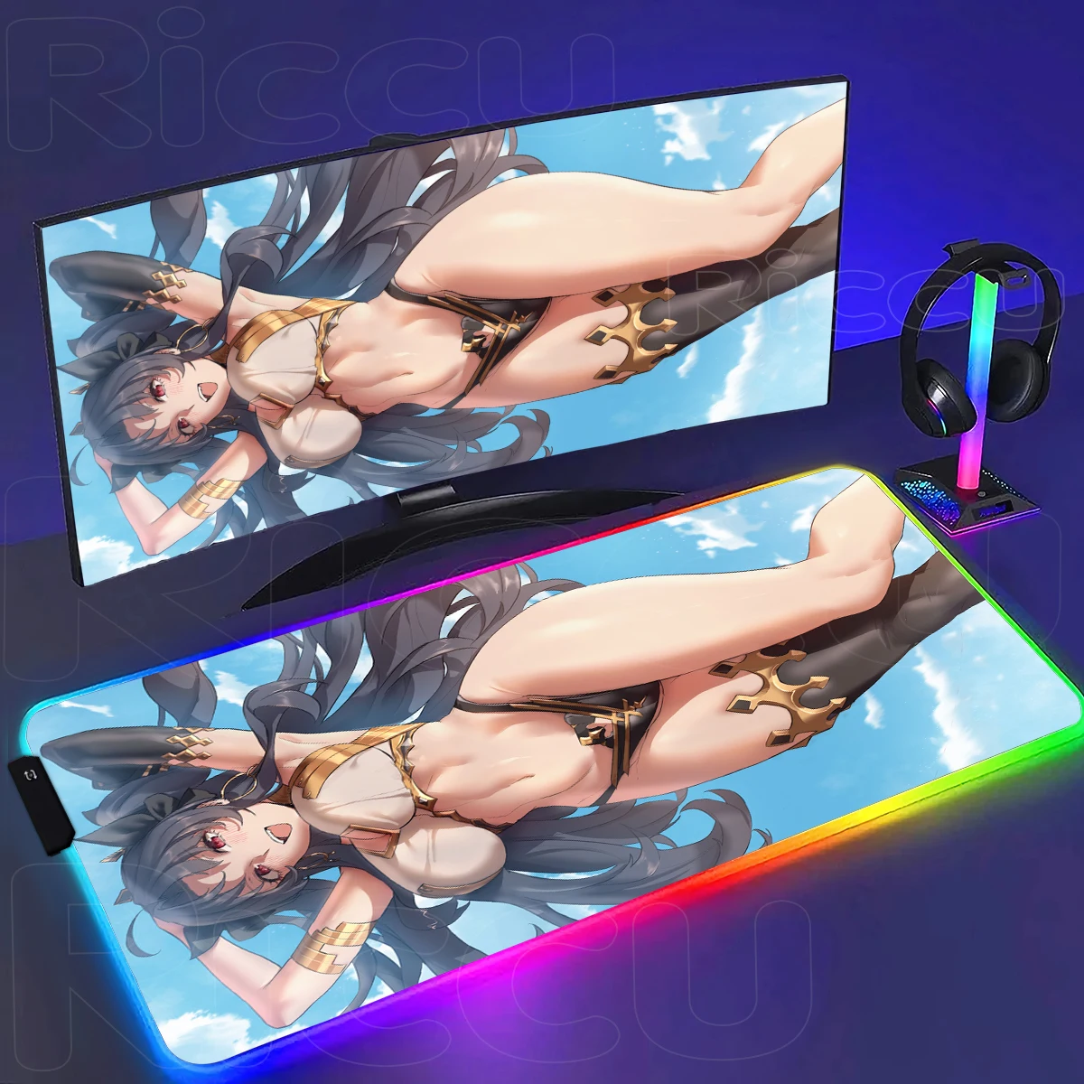 Hentai Extended LED Anime Fate 400X900mm T-Tohsaka Rin Mouse Pad Desk Mat Gaming Accessories Prime Gaming RGB Keyboard Padding