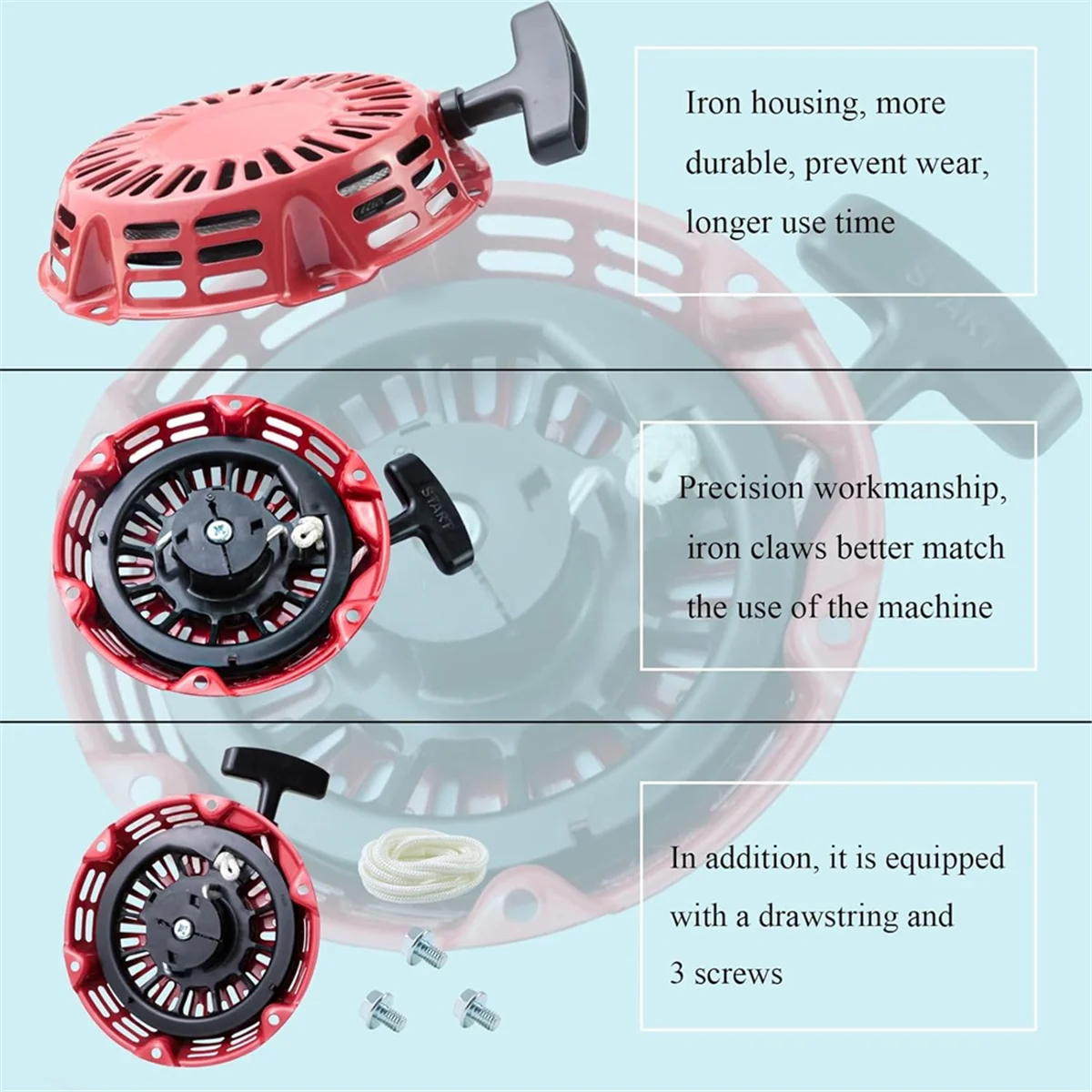 Pull Start Assembly for Honda GX200 GX160 Recoil Starter 5.5 6.5HP Engine with Curved Rod Pawl 28400-Z4M-306ZB 27400-Z1