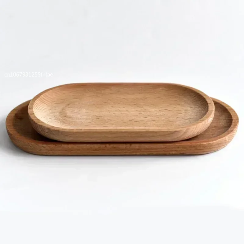 Japanese Style Food Oval Plate Wooden Serving Tray Tea Cup Saucer Trays Fruit Plate Storage Pallet Plate Kitchen Table Decor