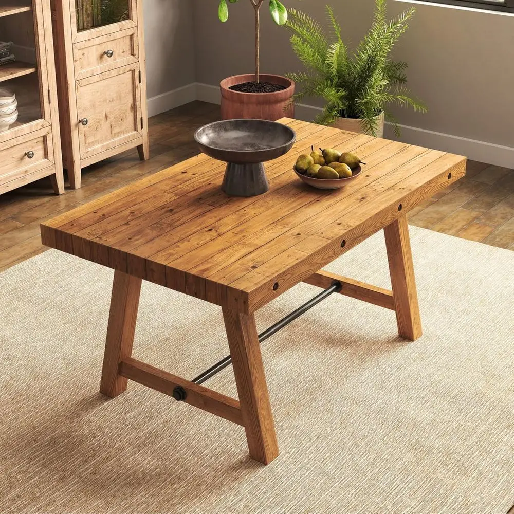 

Обеденный стол Pine Wood 59 для 4-6 человек, подходит для кухни, столовой или домашнего офиса, коричневый