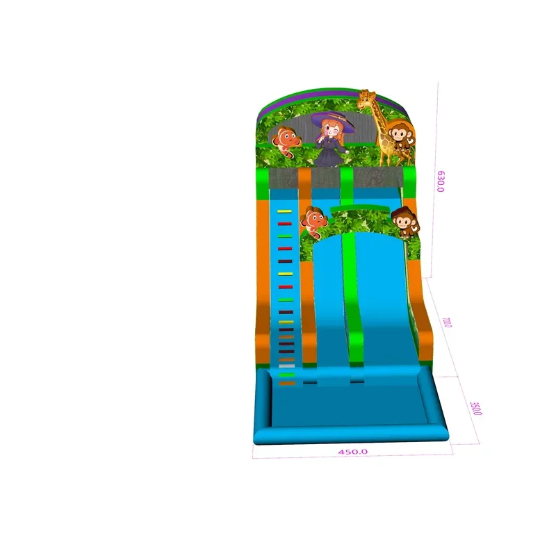 Commercial Inflatable Water Slide For Kids And Adults No Cartoon Pattern Unisex Play Slides Forest Theme Outdoor Backyard Fun