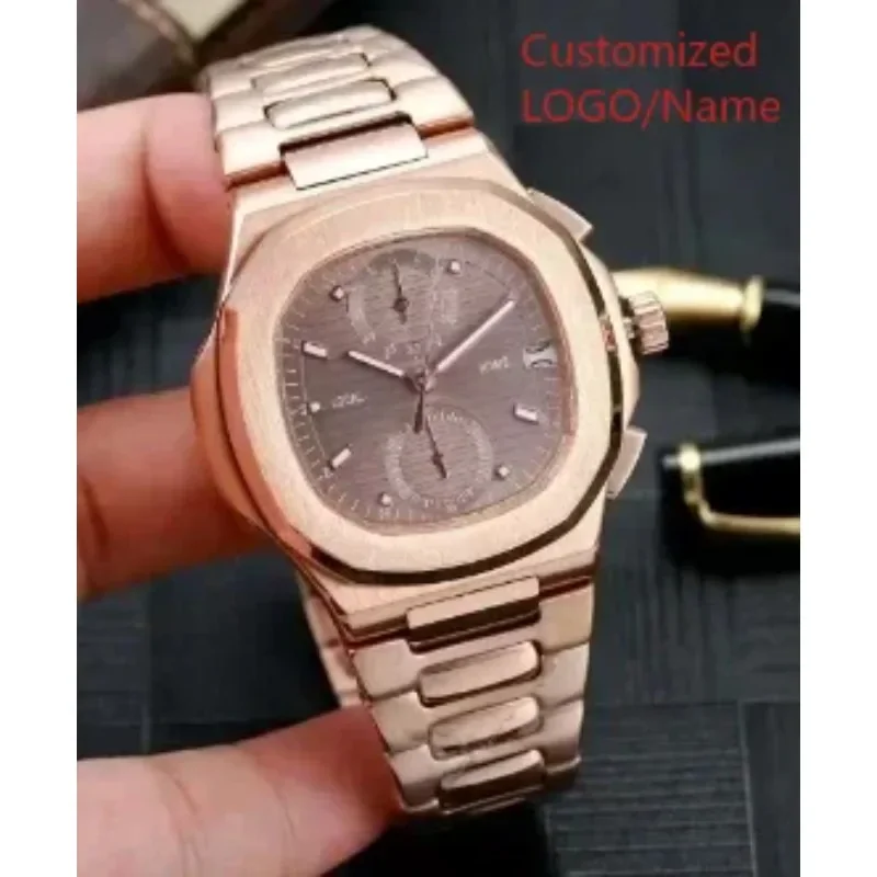 A88 Store  Fashion Men Chronograph Sapphire Watch  Dual Time Stopwatch Stainless Steel Customized
