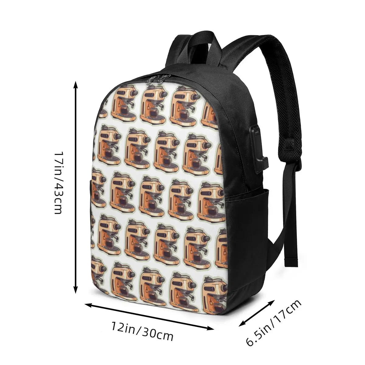 Vintage Coffee Machine And Espresso Bar Backpack Travel Notebook Bag Computer College Student School Bag Laptop Shoulder Bags