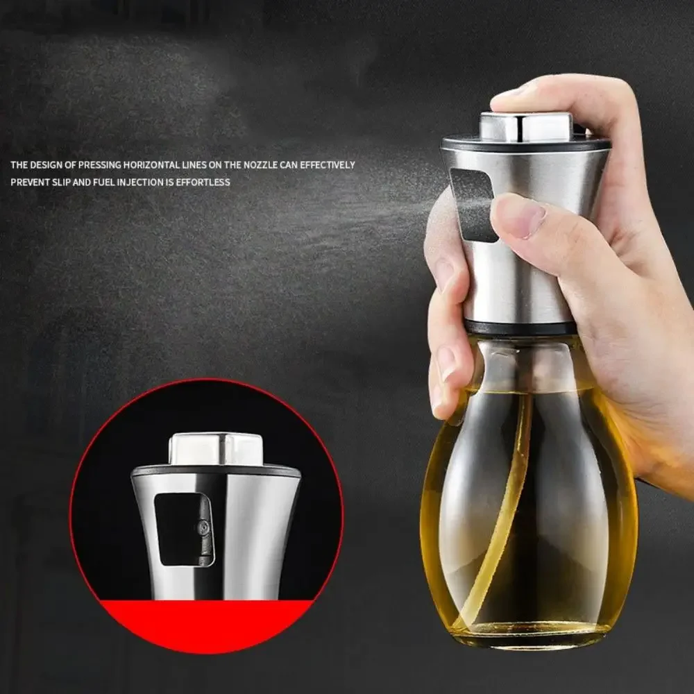 Kitchen Oil Sprayer for Cooking,6.8oz/200ml Olive Oil or Vinegar, Trigger Design,Stainless Steel Vinegar Glass Spray Bottle