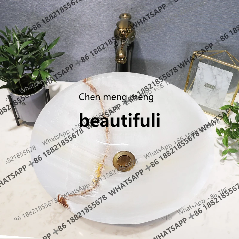 

X Minimalist bathroom small apartment natural jade wash basin marble, hand wash, basin