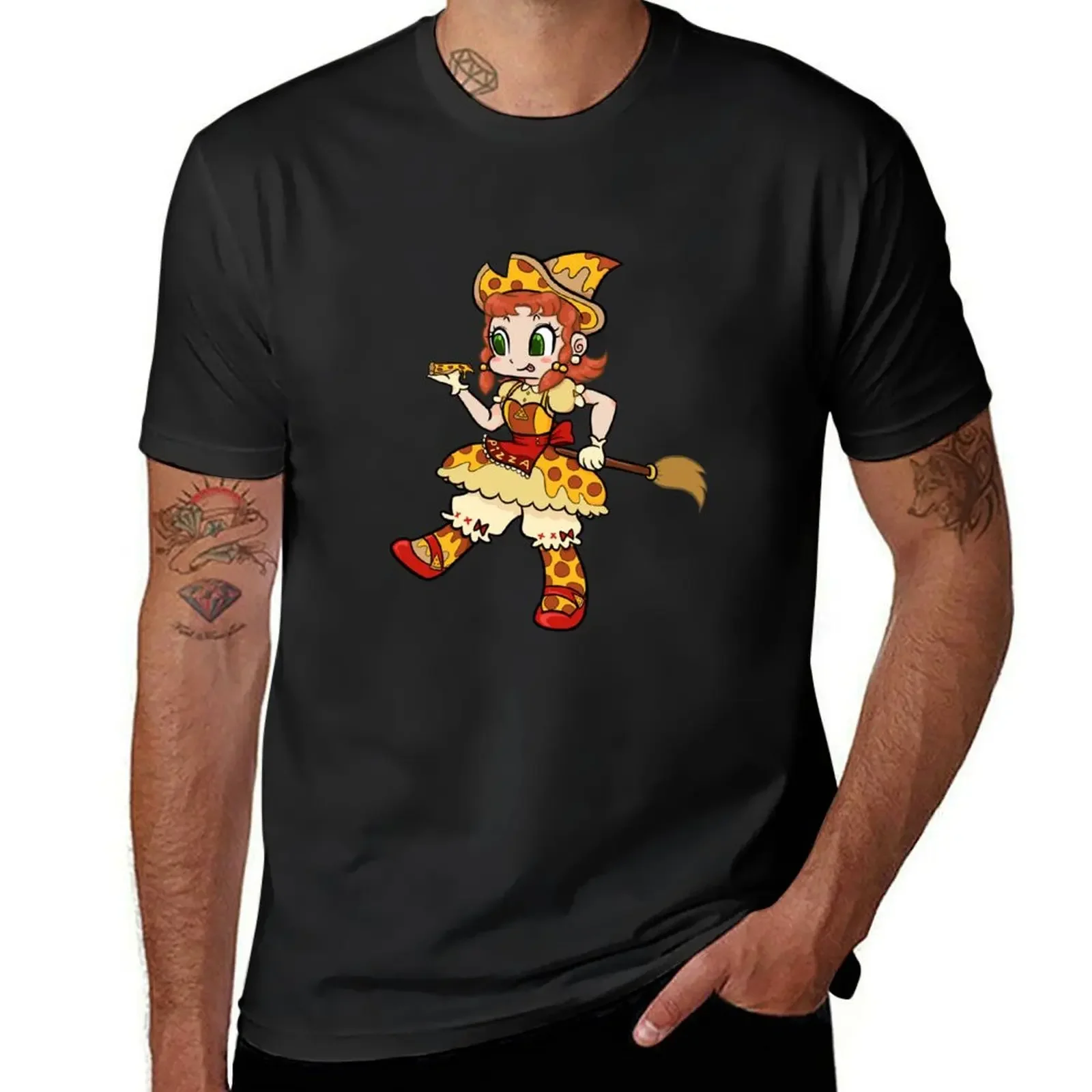 Pepperoni Pizza Witch! T-Shirt summer clothes plus sizes mens t shirt