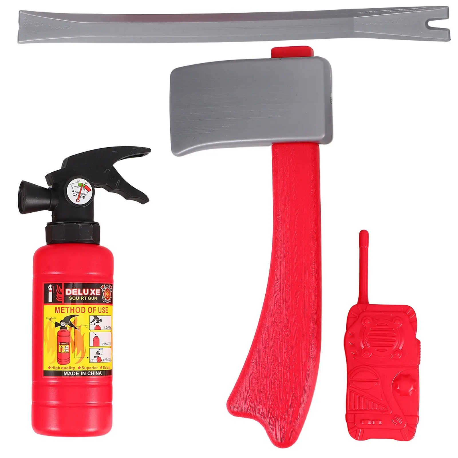 

Набор для игр пожарного из высококачественного пластика: включает водяной распылитель, огнетушитель, униформу и снаряжение, способствует развитию творческих способностей.