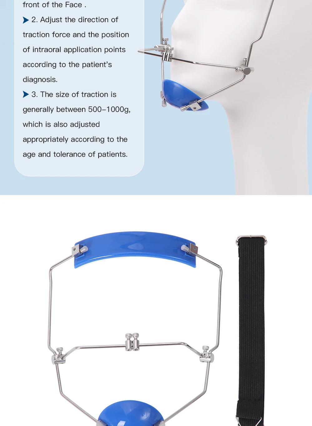 AZDENT Dental Kieferorthopädische Vorwärtszug-Kopfbedeckungs-Gesichtsmaske mit Einhebeln verstellbar – Detail 16