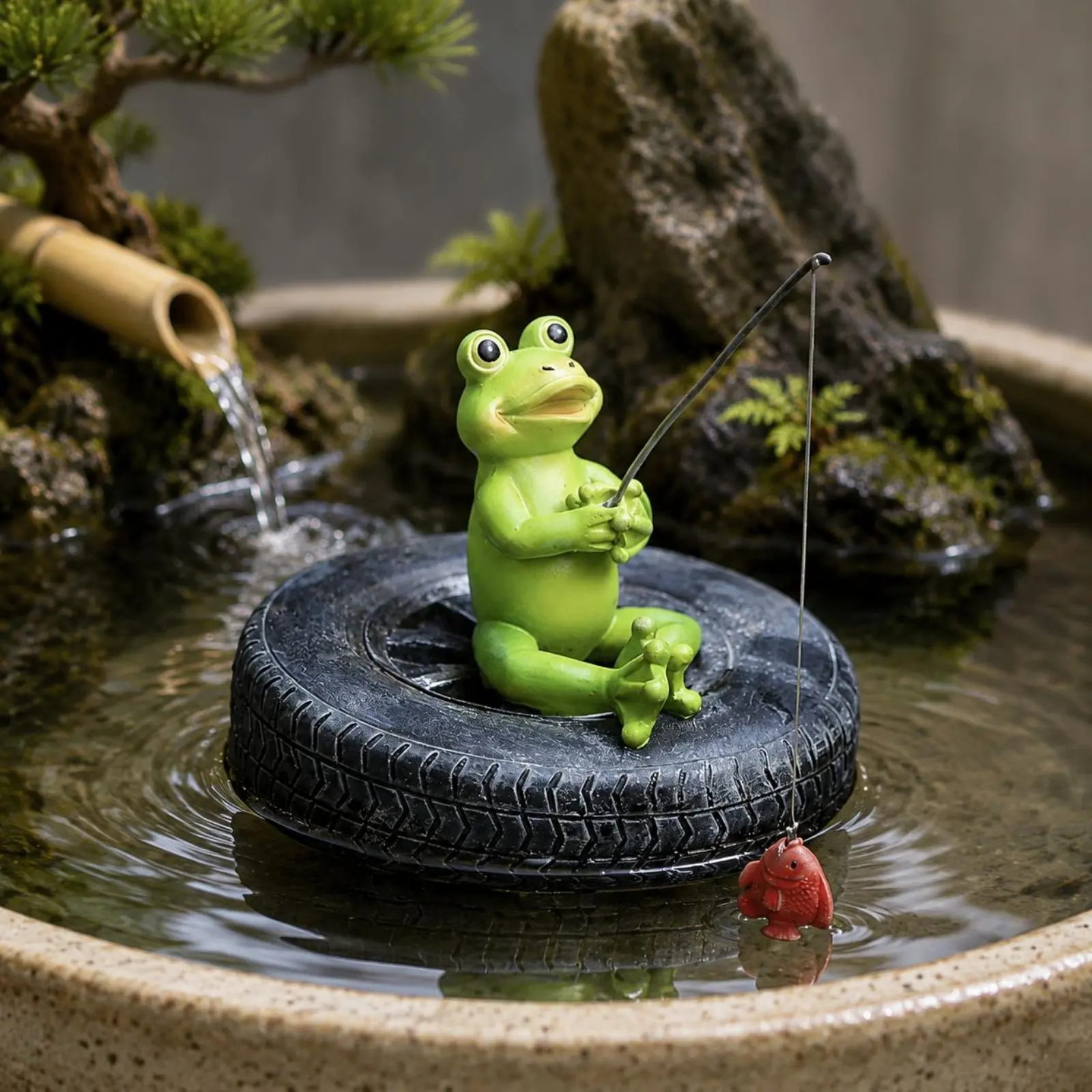 Floating Frog Ornament Painted Floating Frog Decor Molded Texture Playful Design for Ponds, Pools