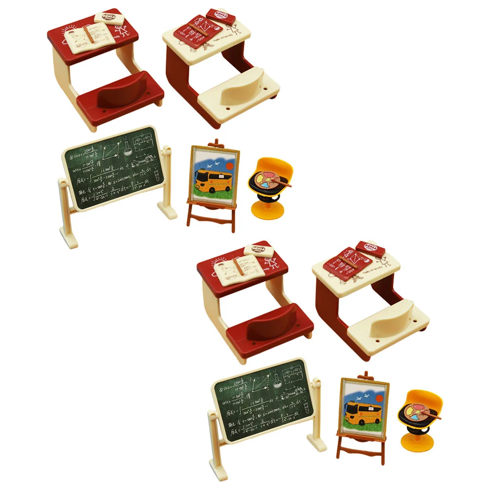 

2 Sets Toy Mini Desk Blackboard Miniature Toys Decorate House Models Chalkboard Artificial