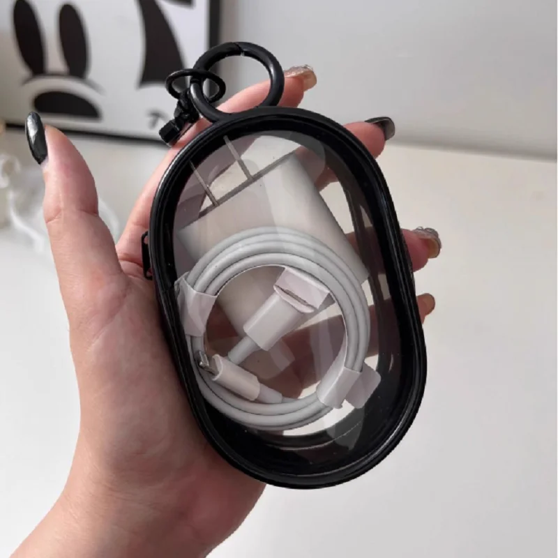 Transparent Pendant Bag for Data Cable Charger, Portable Bag for Going Out, Headphone Storage Box, Brief Cute Waterproof Bags