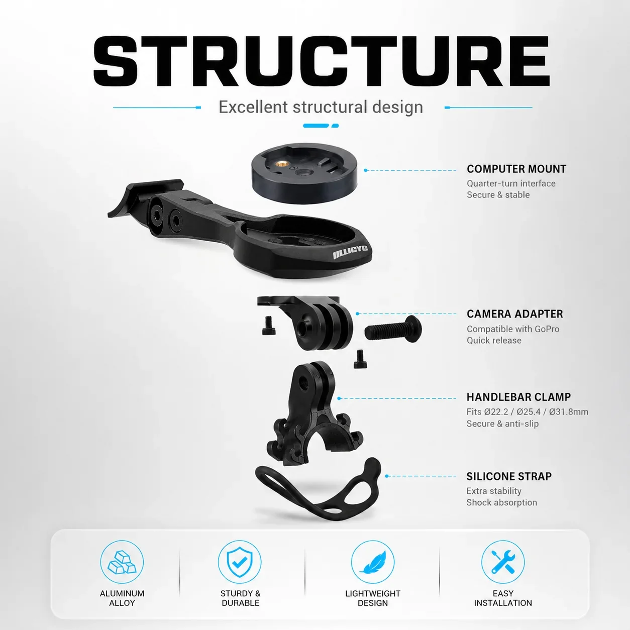 MOUNT For SCOTT SYNCROS FOIL AERO 1.5 STEM/ST-R100-AL /RR 1.5 RR 2.0 STEM Computer Aero Mount GPS Garmin Bryton Aluminum Alloy - view 4