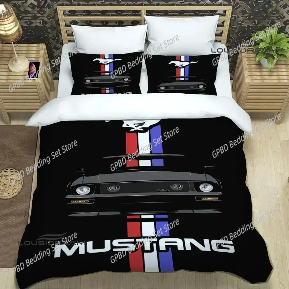 Mustang car logo Comfortable Duvet Quilt Cover Pillowcase Bedding Set Children Bedroom Decoration Home Textile