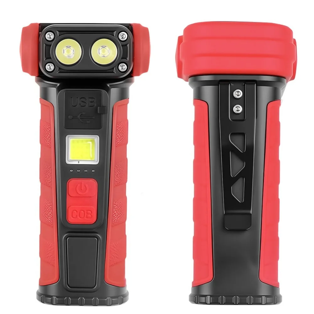 Bright Rechargeable LED Flashlight Camping Work Light Rotatable Head with 6 Lighting Mode with Magnet Tail for Camping