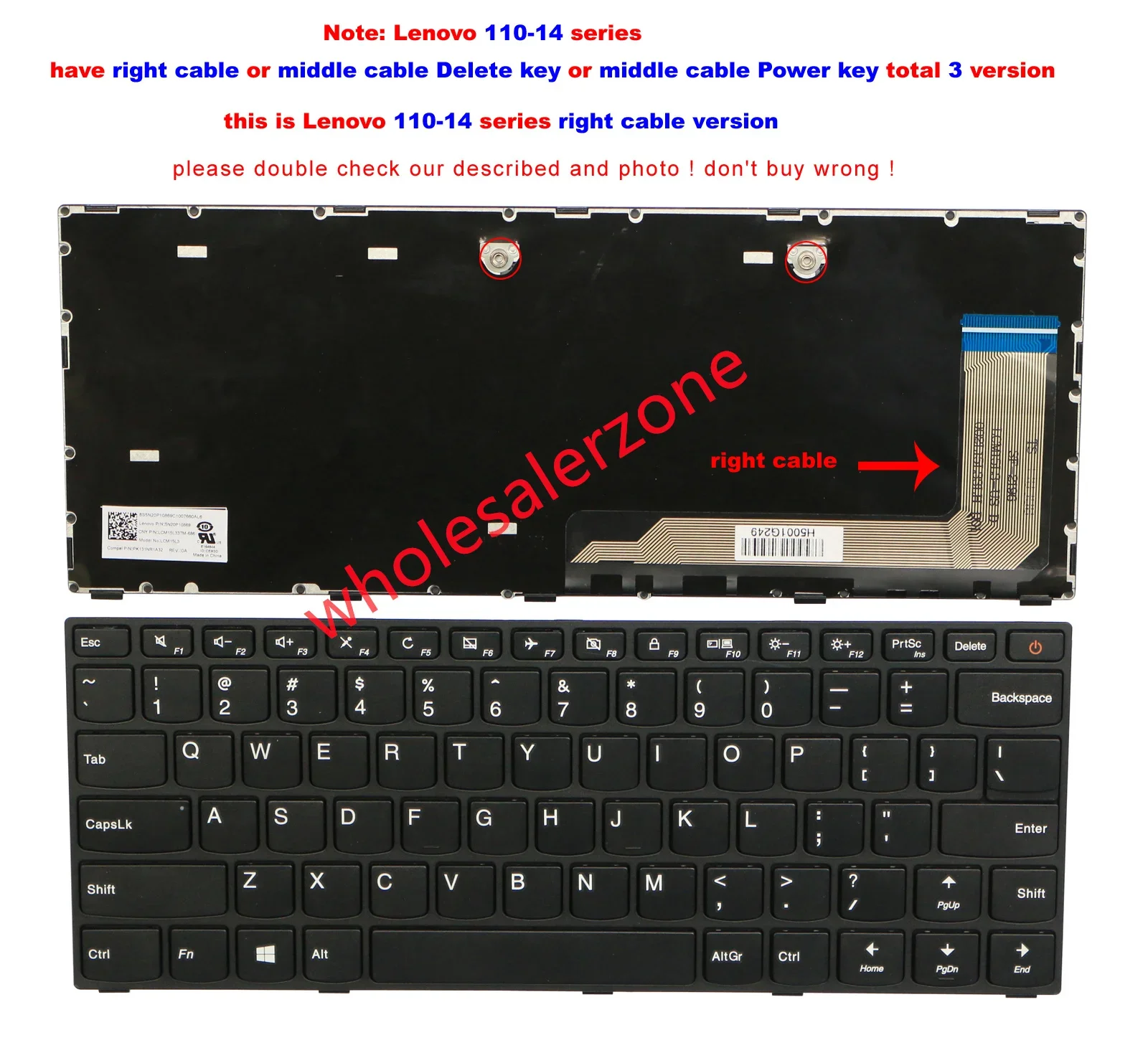 New for Lenovo IdeaPad 110-14 Series110-14ISK right cable version Laptop US Keyboard