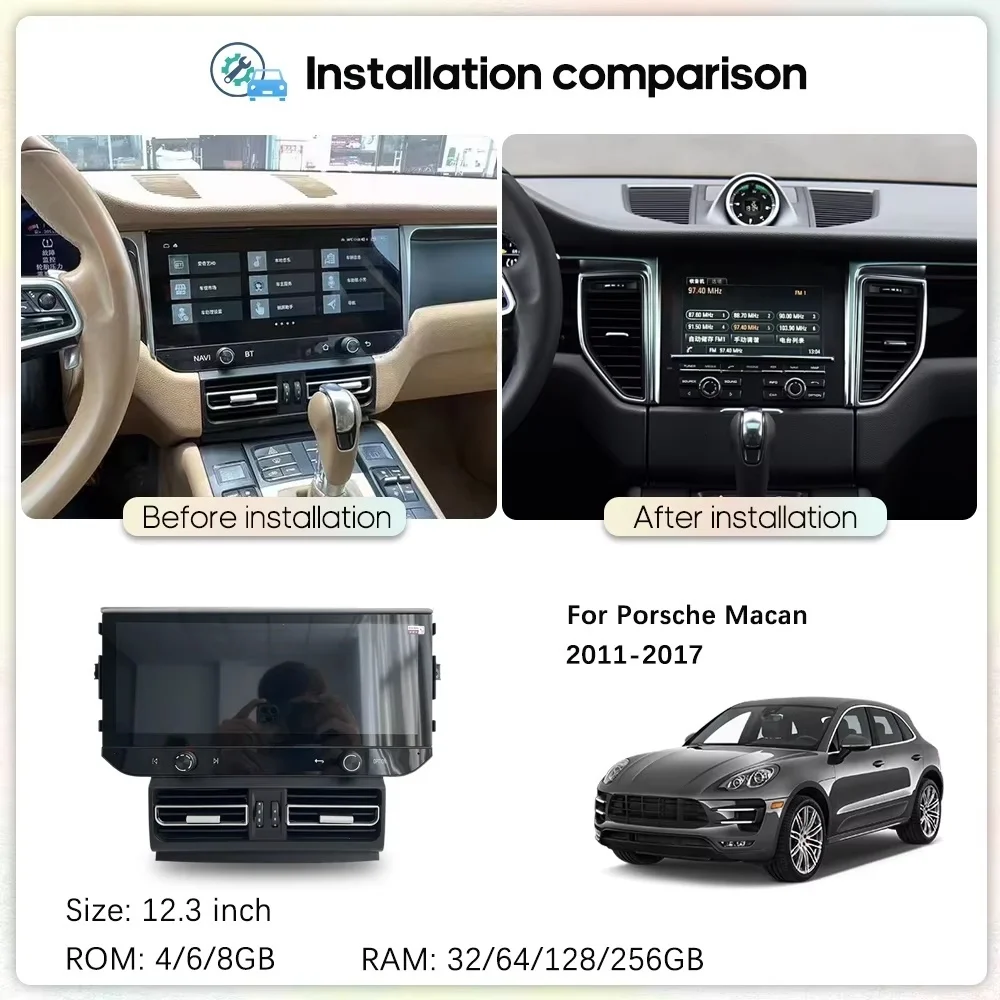 Android Wireless CarPlay Bluetooth 5.0 Auto For Porsche Macan 2011-2017 Multimedia Player Radio 4G WiFi Head unit LHD RHD