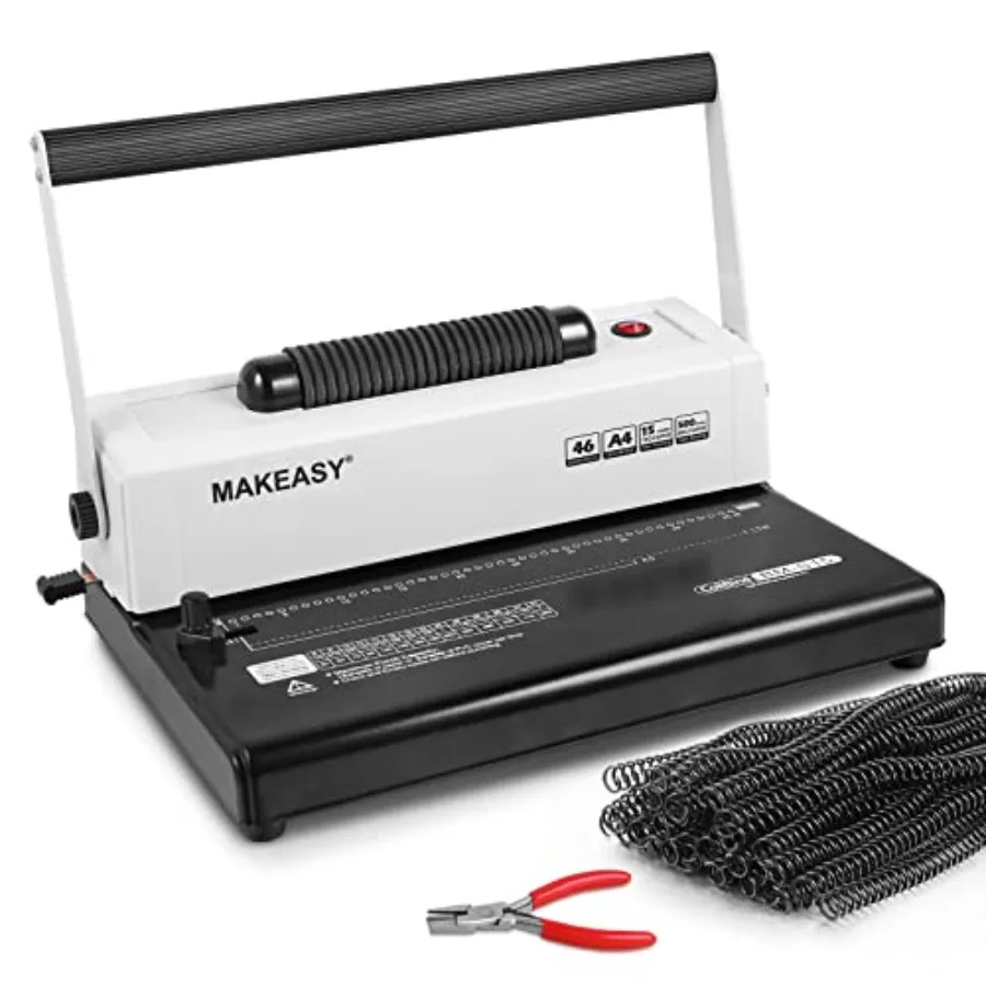 

Coil Spiral Binding Machine 4:1 pitch - Manual Hole Punch - Electric Coil Inserter - Adjustable Side Margin - for Letter Size/A